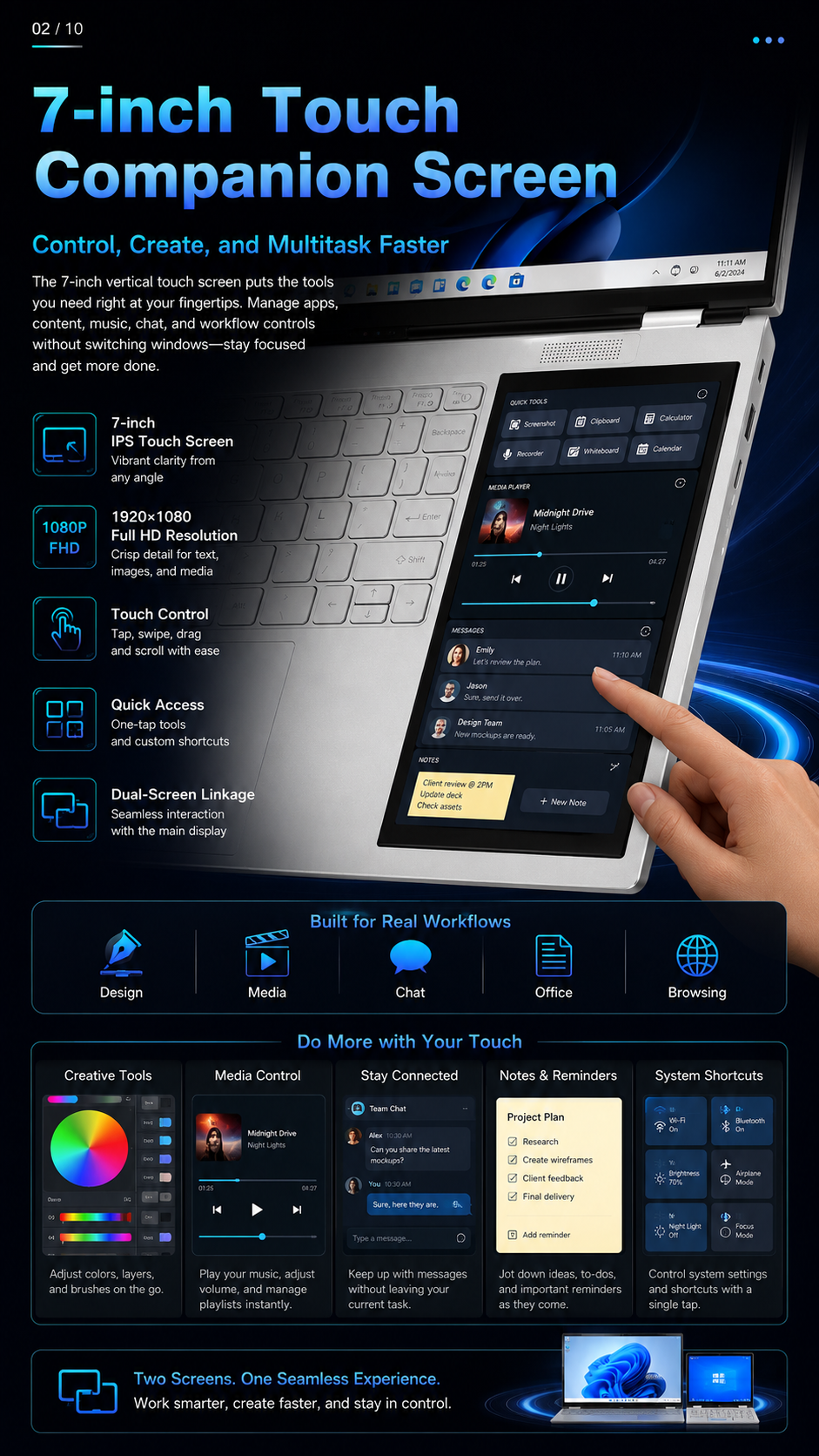 XYLORE HL156DG 7-inch touchscreen companion display