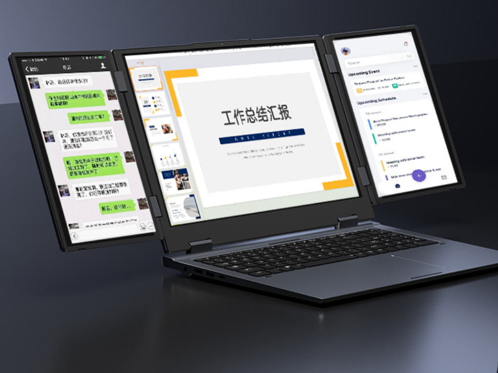 XYLORE MAX16 triple-screen office setup