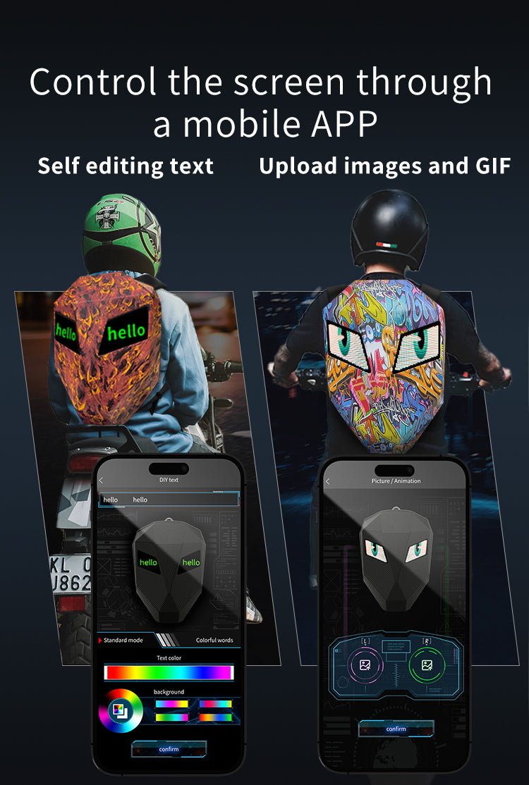 Mobile app control supporting text images and GIF