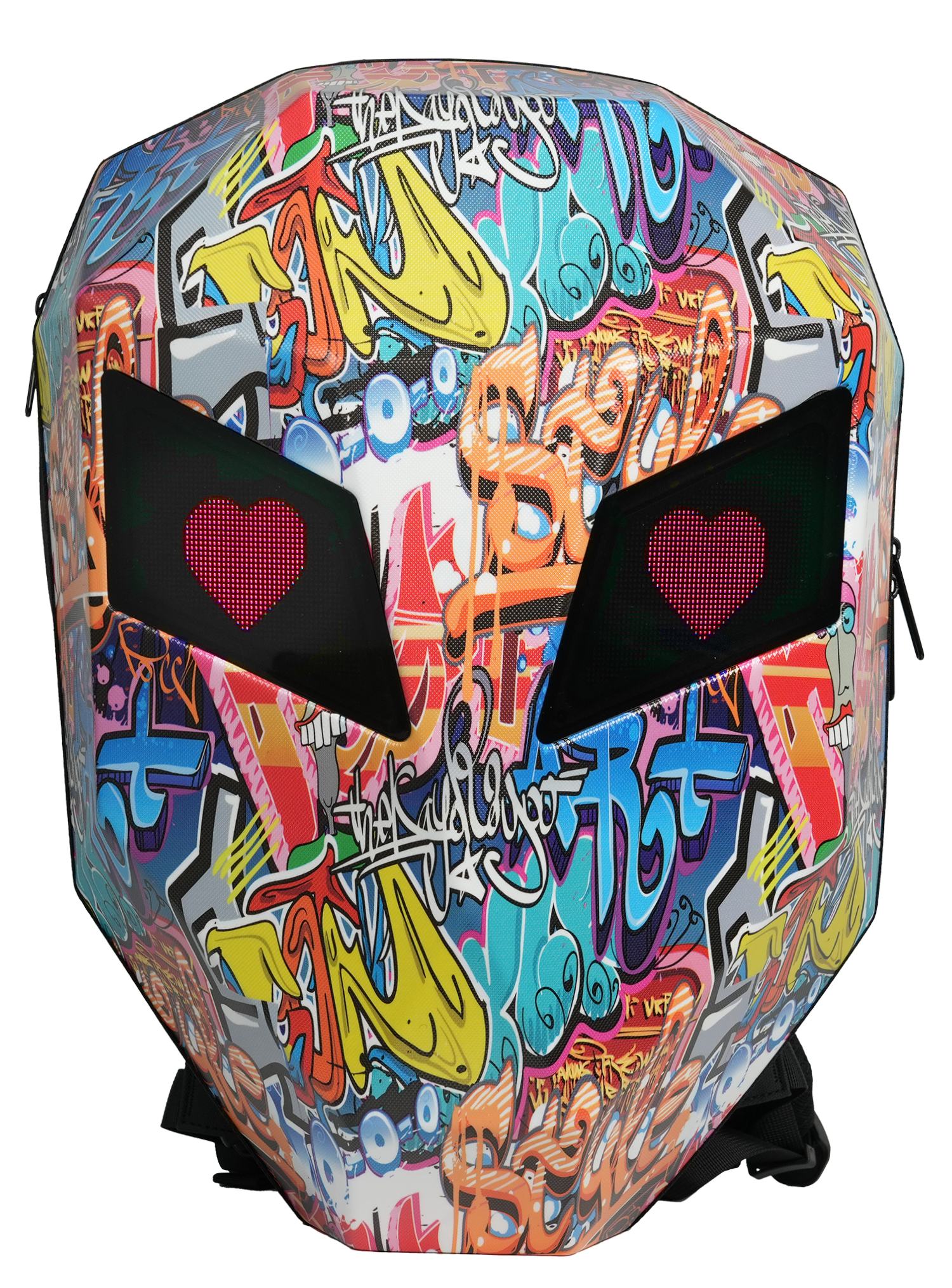 XYLORE multicolour graffiti LED rider backpack front view