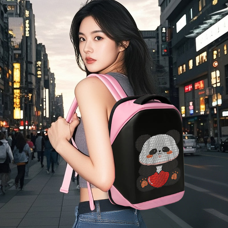 XYLORE T3 pink smart LED backpack lifestyle view